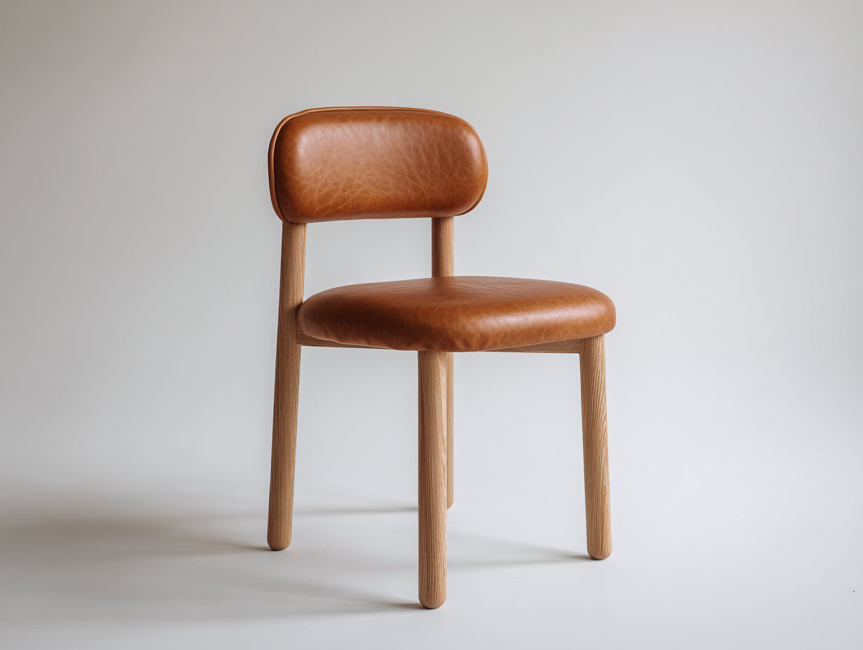 Sillas de comedor de madera y cuero sintético 52x56x82 cm - marrón- marrón claro - estilo moderno