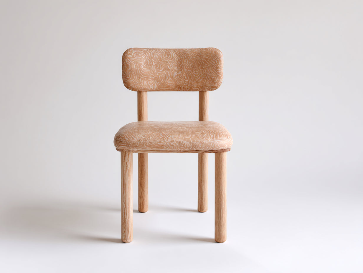 Silla de comedor de madera y tejido 46x50x80 cm - natural-beige - respaldo bajo