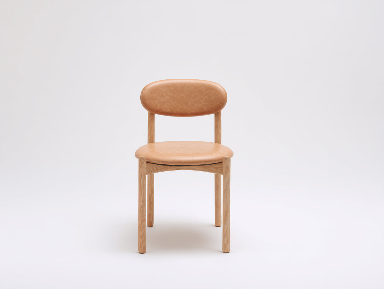 Silla de comedor madera y cuero sintético 48x52x80 cm - Marrón claro - Estilo escandinavo