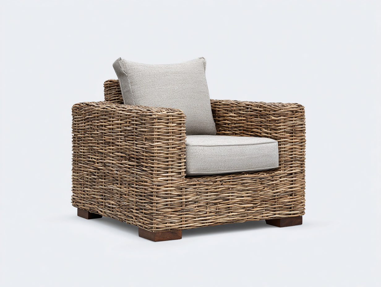 Sillones de ratán ratán tejido 94x85x77 cm - marrón-beige - diseño exterior confortable
