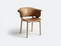 Sillas de comedor de madera y cuero sintético 58x57x78 cm - marrón-marrón claro - estilo moderno con reposabrazos