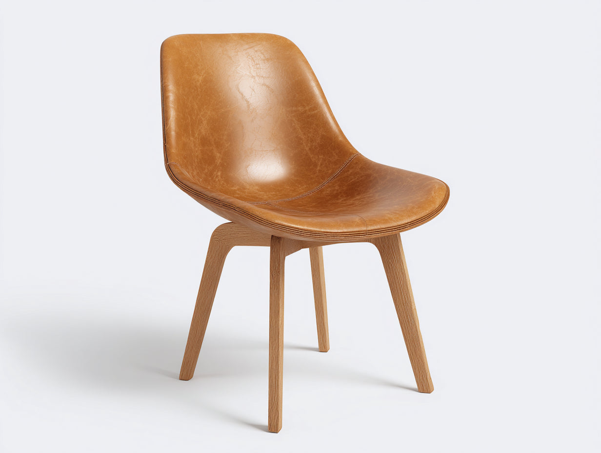 Sillas de comedor polipiel y madera 48x55x84 cm - marrón - diseño moderno