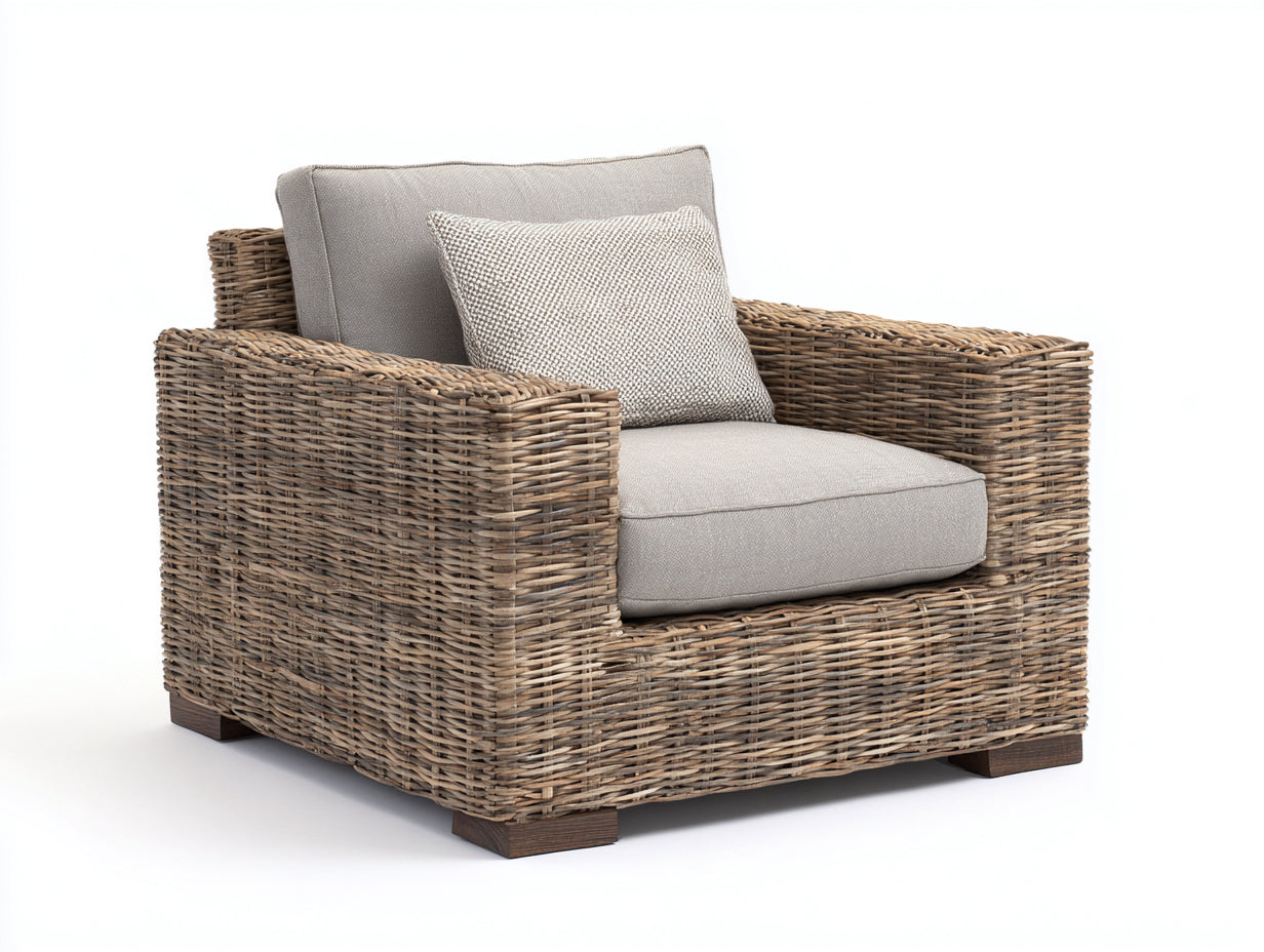 Sillones de ratán ratán natural 92x84x82 cm - Marrón-Beige - Diseño contemporáneo