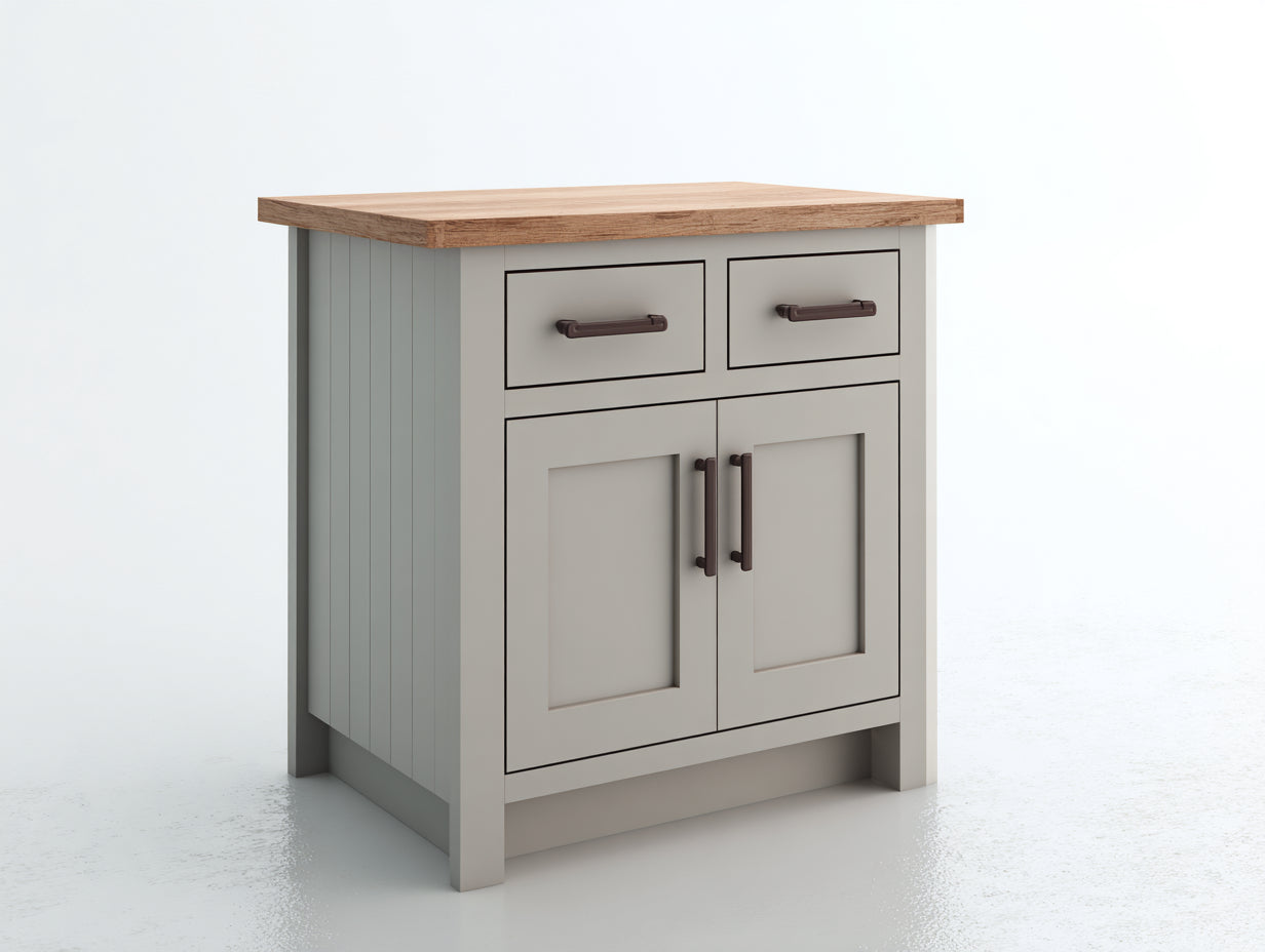 Aparador de madera 90x42x88 cm - gris-natural - con 2 cajones y 2 puertas