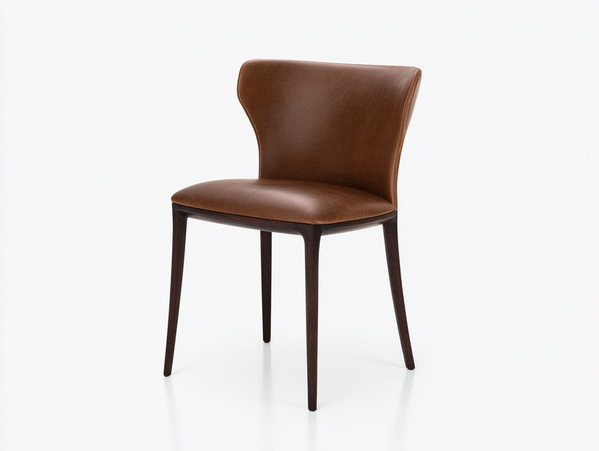 Silla de comedor de madera y piel sintética 50x54x83 cm - marrón - respaldo abierto