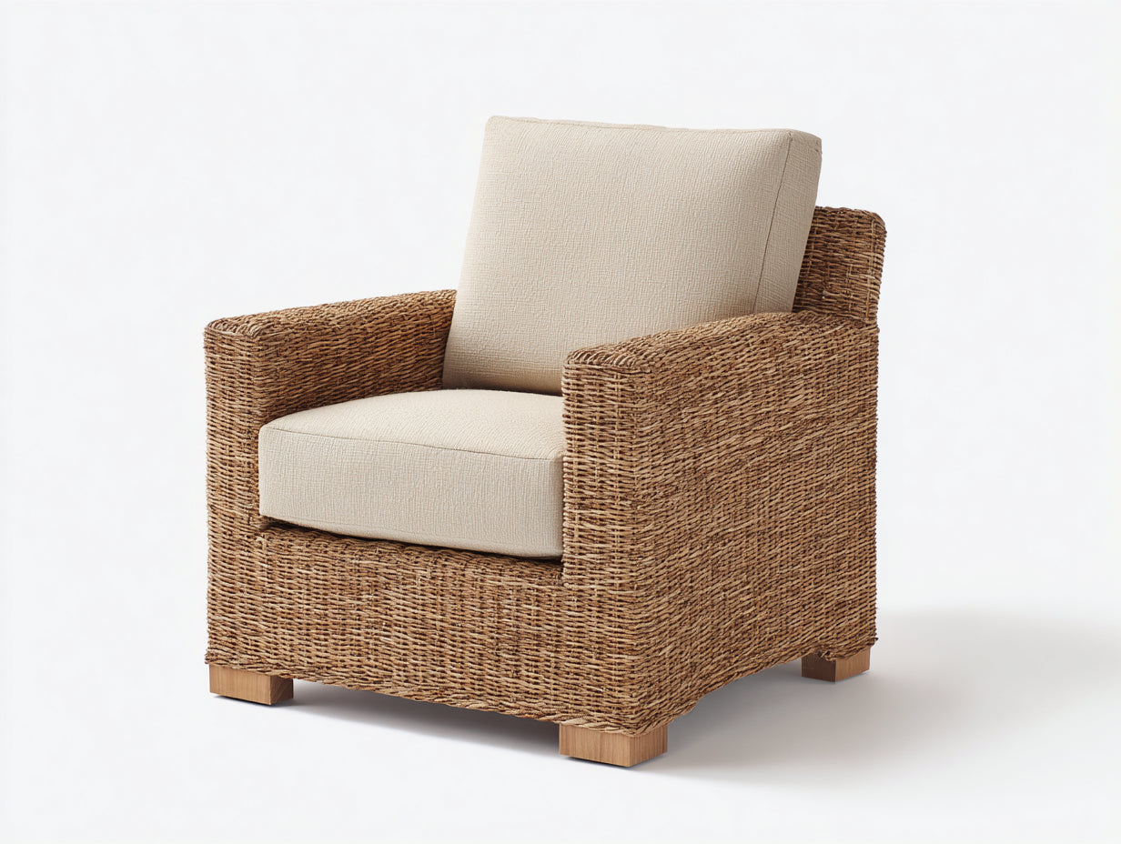 Sillones de ratán 86x80x78 cm - marrón-crema - estilo moderno para exterior