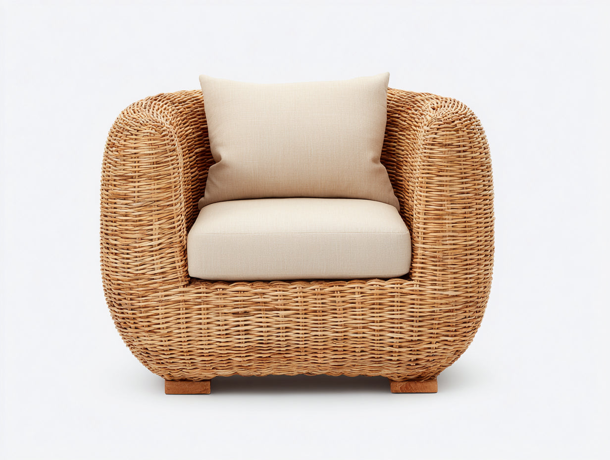 Sillón de ratán 90x85x80 cm - Natural-Beige - Estilo orgánico