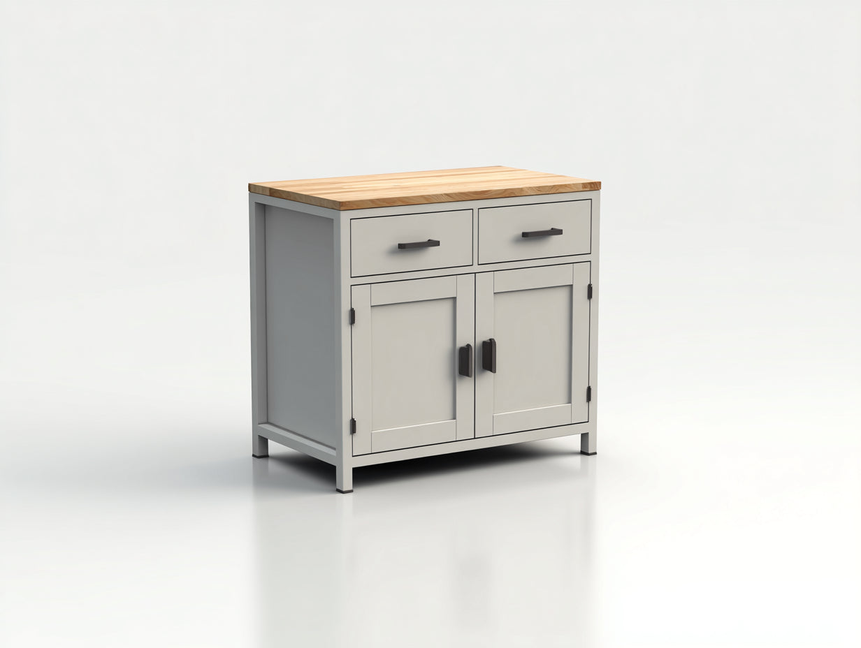 Aparadores madera 88x40x92 cm - gris claro-color madera - diseño compacto con almacenamiento