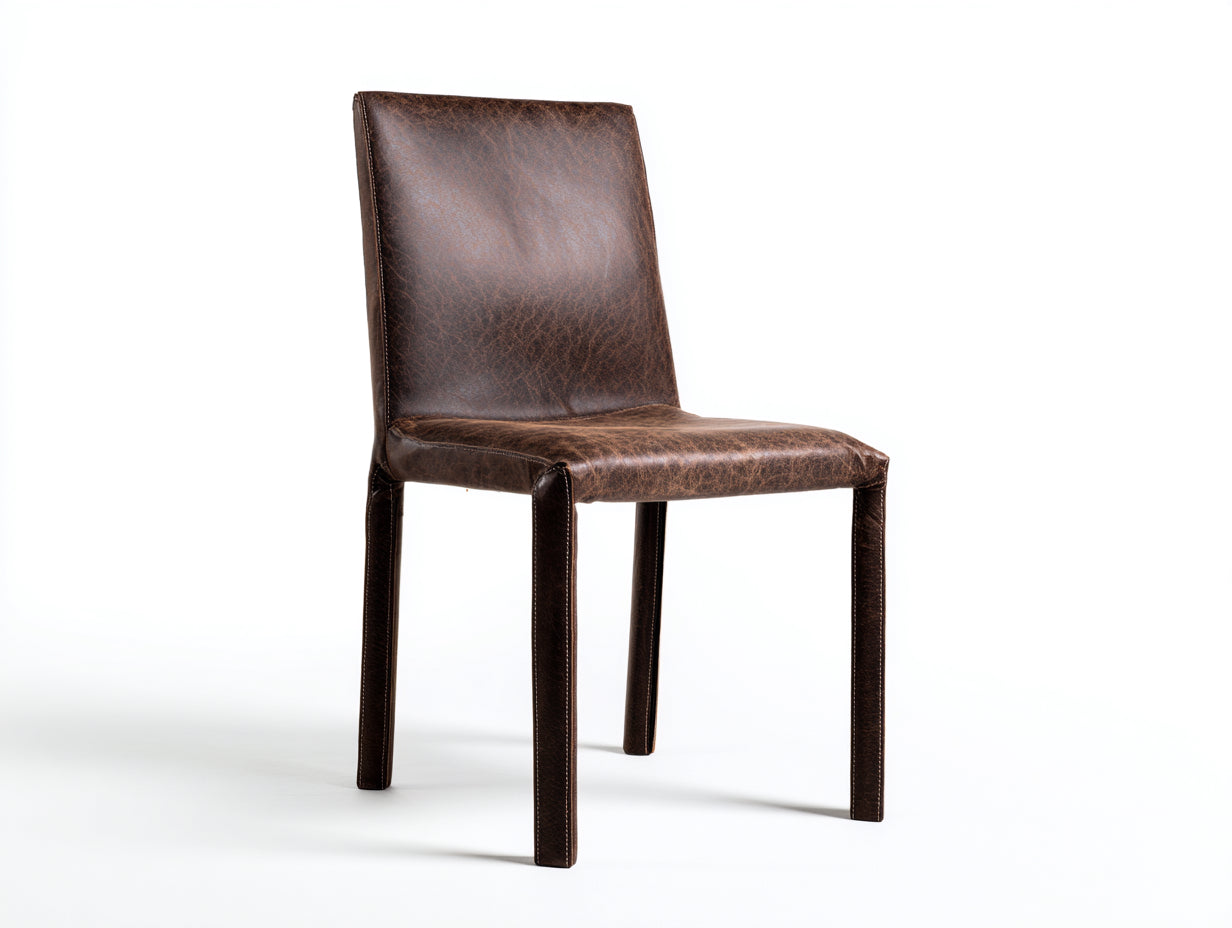 Sillas de comedor tapizadas 46x55x92 cm - marrón oscuro - diseño moderno efecto cuero
