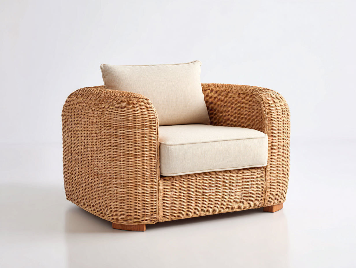 Sillones de ratán para jardín 92x85x78 cm - marrón claro-beige - estilo moderno