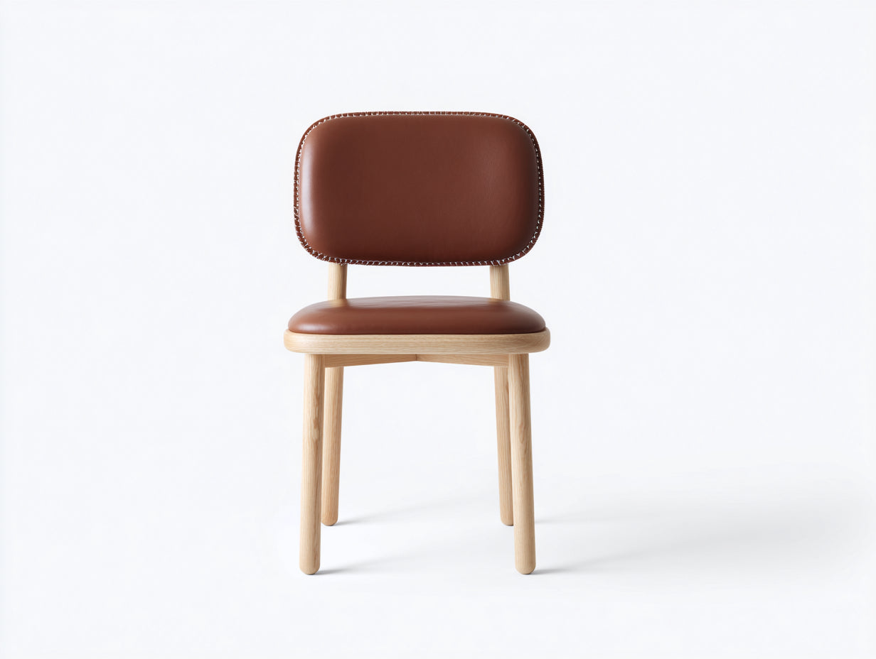 Sillas de comedor de madera y cuero sintético 48x54x79 cm - marrón-marrón claro - estilo moderno con respaldo acolchado