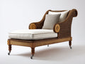 Tumbonas de jardín ratán y madera 178x78x92 cm - marrón-beige - diseño clásico con ruedas