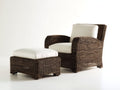 Sillón con reposapiés ratán sintético 85x78x78 cm - Marrón-Blanco - Estilo contemporáneo