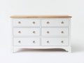 Cómodas de madera 135x45x86 cm - blanco-marrón - estilo clásico con 6 cajones