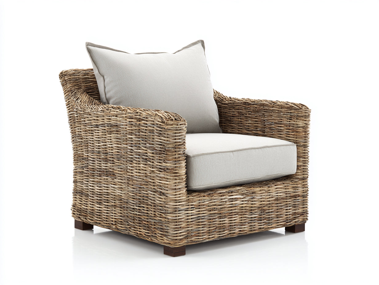 Sillones de ratán 88x82x76 cm - marrón natural-crema - estilo moderno para exterior
