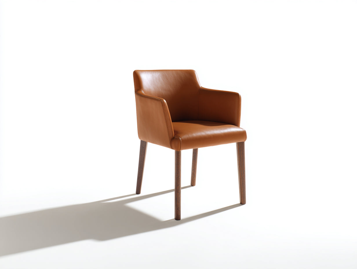 Sillas de comedor tapizadas 58x60x82 cm - marrón - diseño moderno con reposabrazos