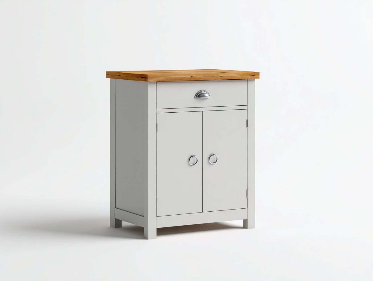 Aparador madera 80x40x100 cm - Blanco-Marrón - Estilo escandinavo