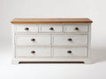 Cómodas de madera 130x45x82 cm - blanco-marrón - estilo rústico con 7 cajones