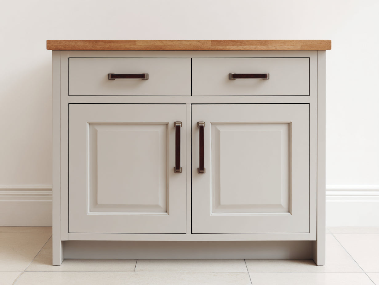 Aparador madera 120x40x90 cm - Blanco-Marrón - Estilo moderno