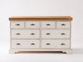 Cómoda de madera 160x45x90 cm - blanco-natural - con 8 cajones