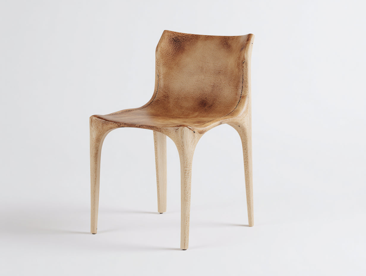Sillas de comedor de madera 48x52x82 cm - marrón claro - diseño moderno curvado