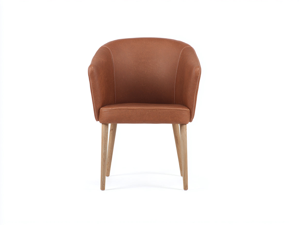 Silla de comedor madera y cuero sintético 58x56x82 cm - Marrón - Estilo moderno