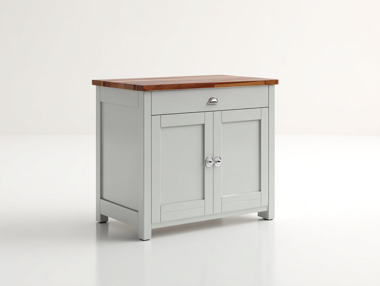 Aparador de madera 88x42x85 cm - gris-natural - con 1 cajón y 2 puertas