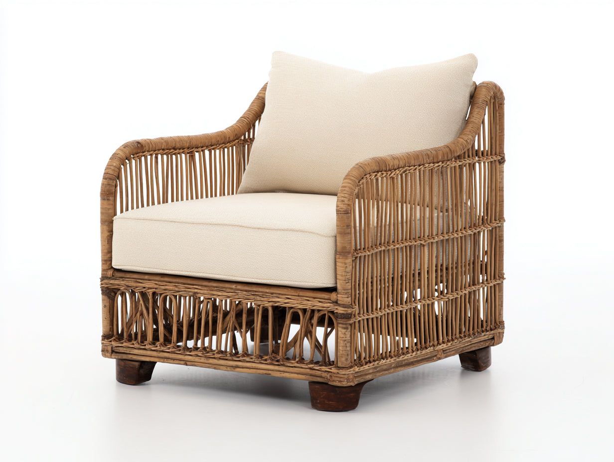 Sillón de ratán 94x87x78 cm - natural-beige - con estructura abierta