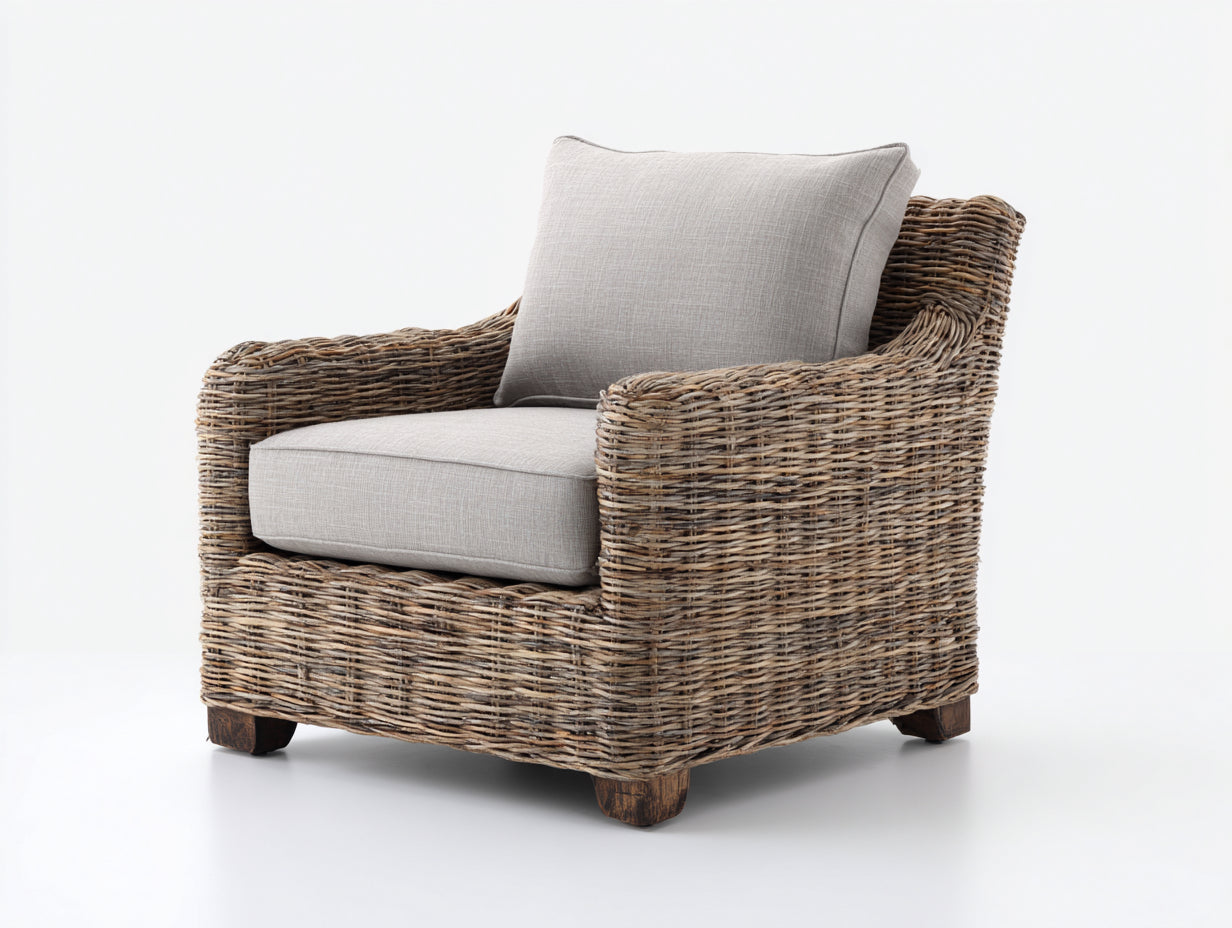 Sillones de ratán ratán tejido 90x82x84 cm - marrón-beige - diseño exterior acogedor